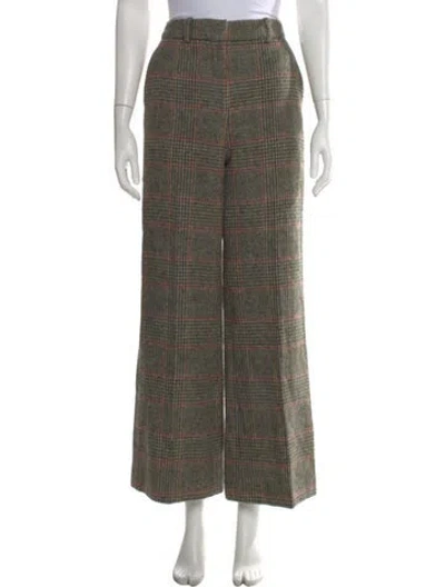 Pre-owned Frances Valentine Wool Wide Leg Pants In Green