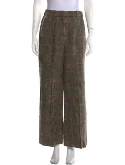 Pre-owned Frances Valentine Wool Wide Leg Pants In Green