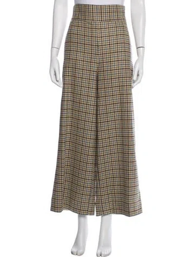 Pre-owned Frances Valentine Wool Wide Leg Pants In Green