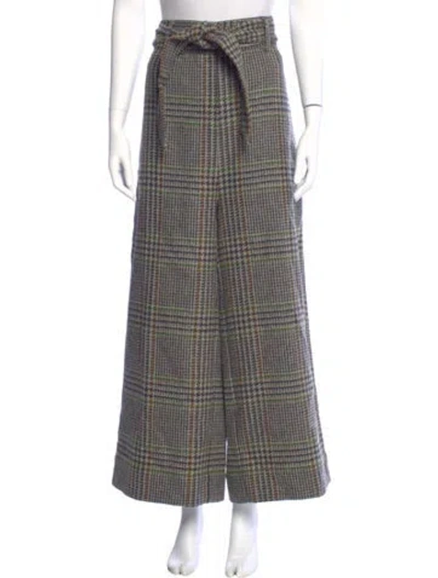 Pre-owned Frances Valentine Wool Wide Leg Pants W/ Tags In Green