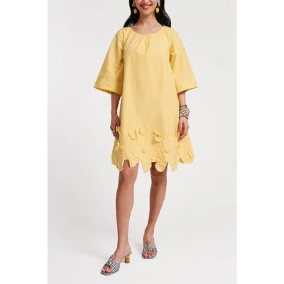 Frances Valentine Zennia Flower Hem Dress In Yellow