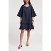 Frances Valentine Zennia Flower Dress In Navy In Blue