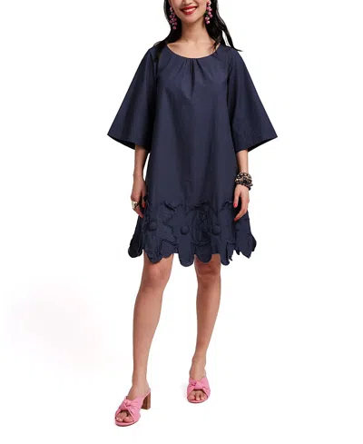 Frances Valentine Zennia Flower Hem Dress In Blue