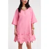Frances Valentine Zennia Flower Hem Dress In Pink