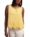 Frances Valentine Zennia Flower Hem Tank In Yellow