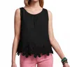 Frances Valentine Zennia Flower Tank In Black In Black