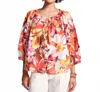 Frances Valentine Zoe Pleated Blouse In Sun Floral In Black