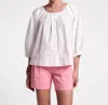 Frances Valentine Zoe Top Sun Floral Cotton Poplin In White