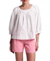 Frances Valentine Zoe Top Sun Floral Cotton Poplin In White