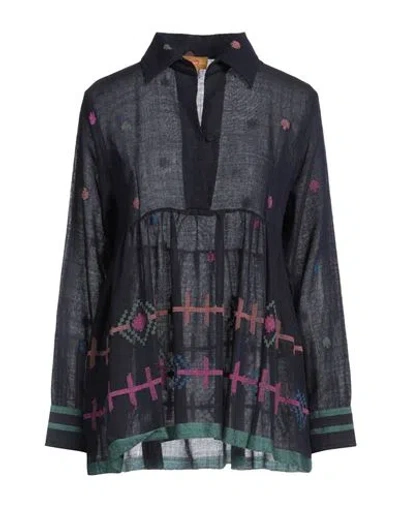 Francesca Bassi Woman Shirt Midnight Blue Size 1 Wool