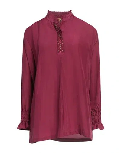 Francesca Bassi Woman Top Mauve Size 2 Silk In Purple