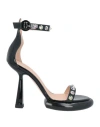 Francesca Bellavita Studded Leather Sandals In Black