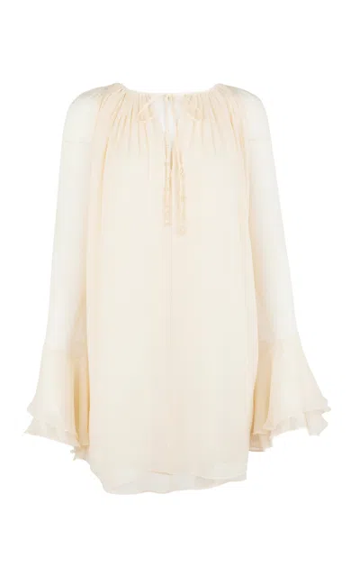 Francesca Miranda Acacia Silk Yoke Mini Dress In Ivory