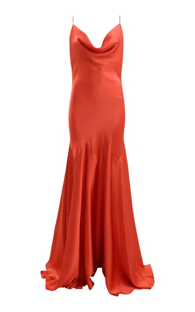 Francesca Miranda Agata Silk Maxi Dress In Orange