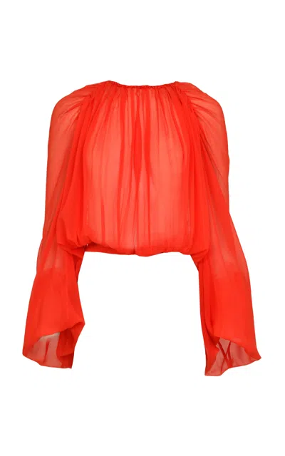 Francesca Miranda Aire Forma Silk Top In Red