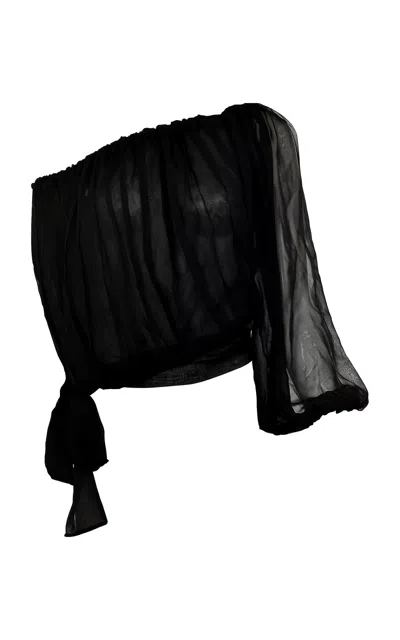 Francesca Miranda Aire Sheer Silk Top In Black