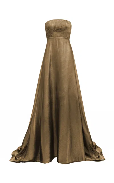 Francesca Miranda Akoniton Silk Maxi Dress In Gold