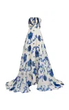 Francesca Miranda Akoniton Srapless Silk Gown In Blue