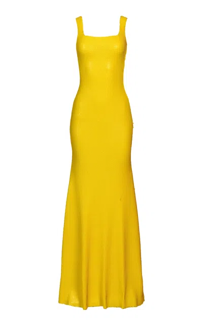 Francesca Miranda Alina Sequined Maxi Dress In Yellow