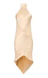 Francesca Miranda Alma Halter Silk Dress In Orange