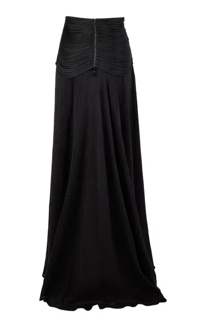 Francesca Miranda Ame Silk Maxi Skirt In Black