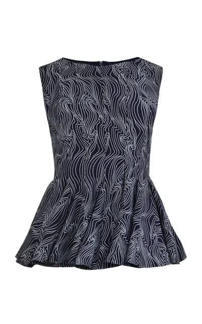 Francesca Miranda Anfora Peplum Cotton Top In Blue