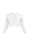 Francesca Miranda Archer Collarless Cotton Jacket In White