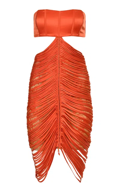 Francesca Miranda Azucena Cutout Silk Mini Dress In Orange