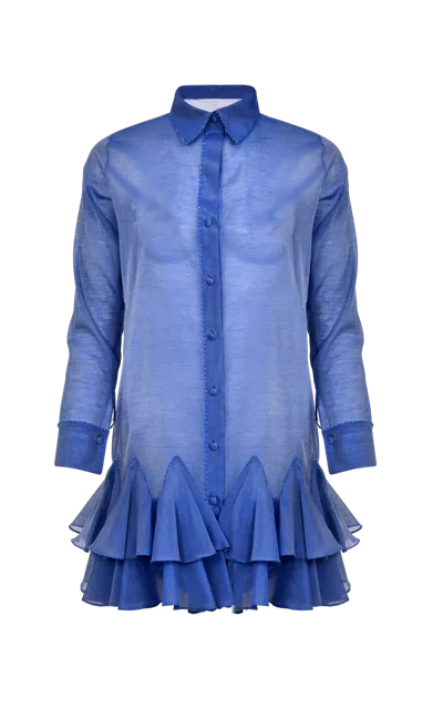 Francesca Miranda Baccio Cotton Mini Dress In Blue