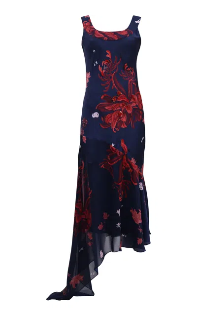 Francesca Miranda Blossom Silk Maxi Dress In Pink