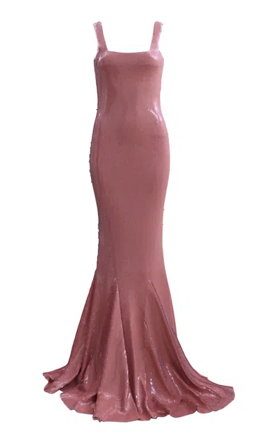 Francesca Miranda Cascada Sequin Gown In Pink