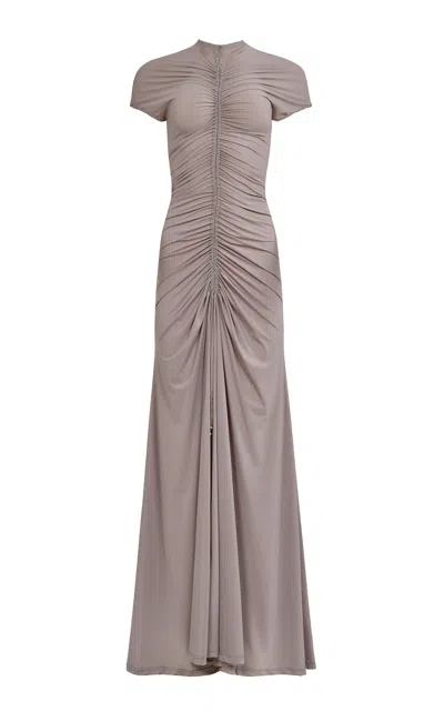 Francesca Miranda Cassandra Ruched Gown In Neutral