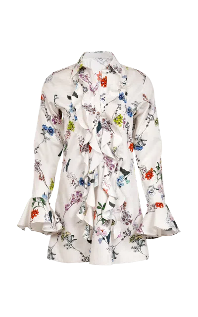 Francesca Miranda Cate Cotton Flowers Mini Dress In Multi Color