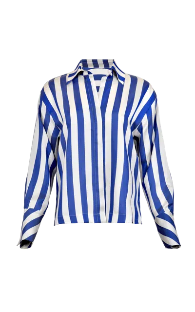 Francesca Miranda Cielo Silk Blouse In Blue
