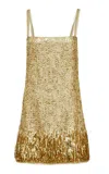 Francesca Miranda Cocco Fringed Gold Jacquard Mini Dress