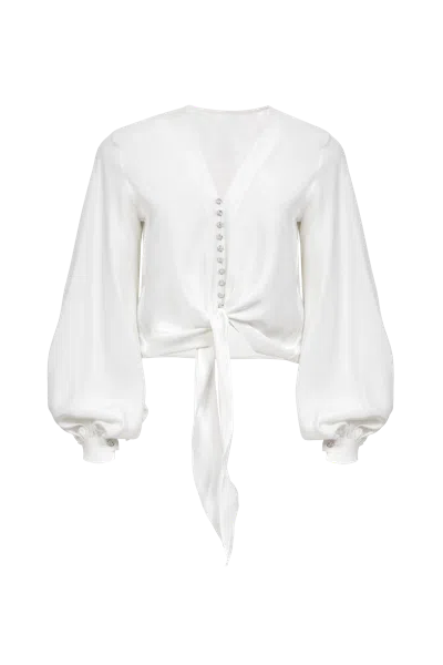 Francesca Miranda Crystal Silk Blouse In White