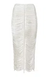 Francesca Miranda Danielle High Waisted Silk Midi Skirt In White
