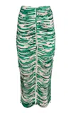 Francesca Miranda Danielle Printed Silk Maxi Skirt In Green