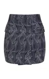 Francesca Miranda Daphne Printed Cotton Mini Skirt In Blue