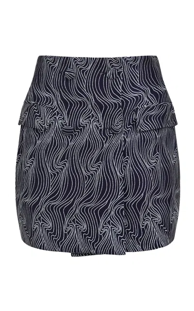 Francesca Miranda Daphne Printed Cotton Mini Skirt In Blue