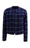 Francesca Miranda Denim Crystal Cotton-blend Jacket In Blue
