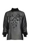 Francesca Miranda Dusk Sheer Embroidered Silk Blouse