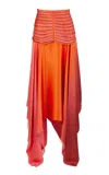 Francesca Miranda Eden Hand-dyed Silk Maxi Skirt In Red