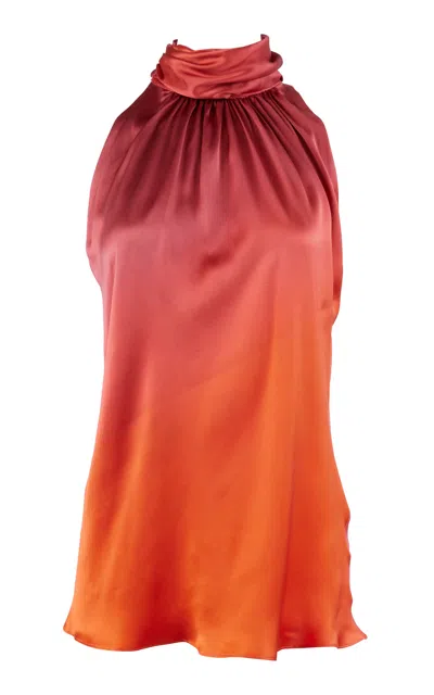 Francesca Miranda Eden Hand-dyed Silk Top In Tomato