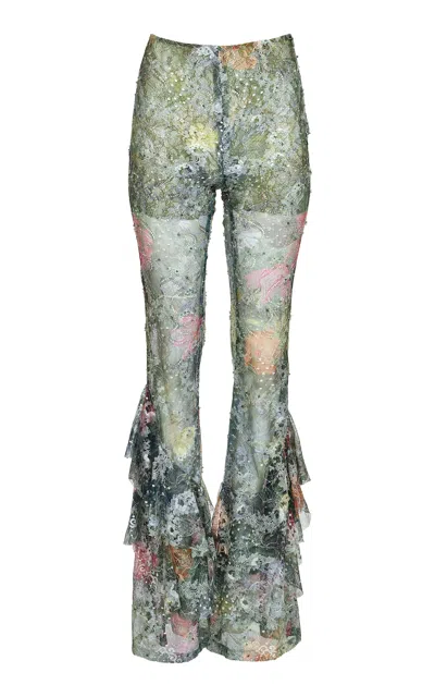 Francesca Miranda Elipse Lace Pants In Green