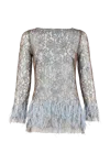 Francesca Miranda Women's Ellipse Night Feathered Lace Top In Silver