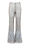 Francesca Miranda Elipse Night Silk Fringed Pants In Blue
