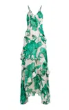 Francesca Miranda Elysium Printed Silk Gown In Green