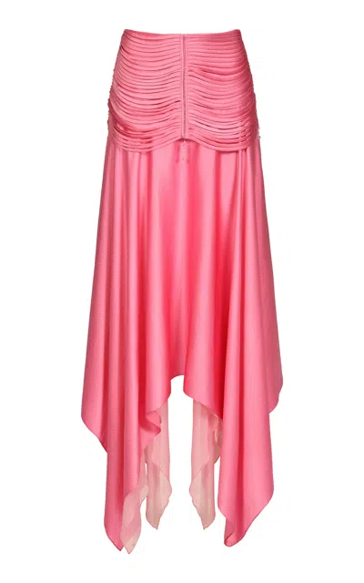Francesca Miranda Erden Fringe-detailed Silk Maxi Skirt In Pink