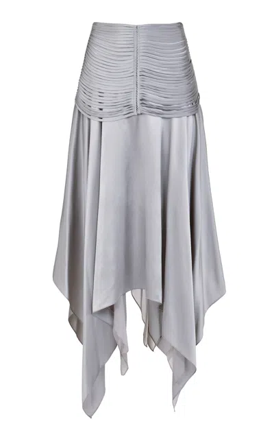 Francesca Miranda Erden Silk Skirt In Silver